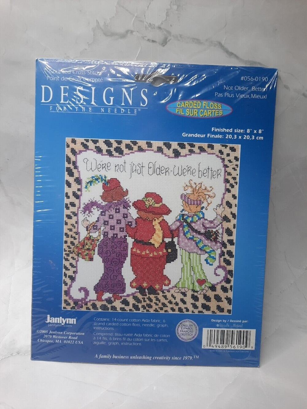 Janlynn Counted Cross Stitch Kit Not Older Better 056-0190 Red Hat Ladies